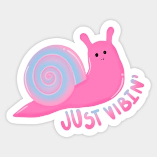 Just Vibin’ Pink Snail Sticker